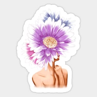 Girl with beautiful flowers instead of a head. Sticker